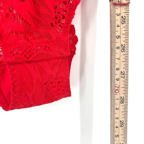 NWT Aubade Flowermania Lace Bodysuit Racerback Sheer Red Stretch Cheeky Size S - Picture 14 of 15